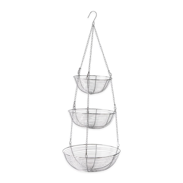 Woven Wire Hanging Basket - Chrome